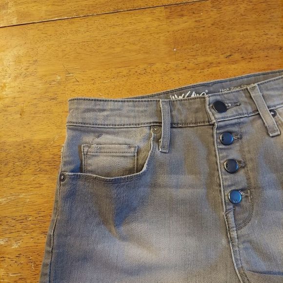 Mossimo High Rise Denim Shorts Gray Button Fly Cotton Sz 4 - Picture 2 of 8